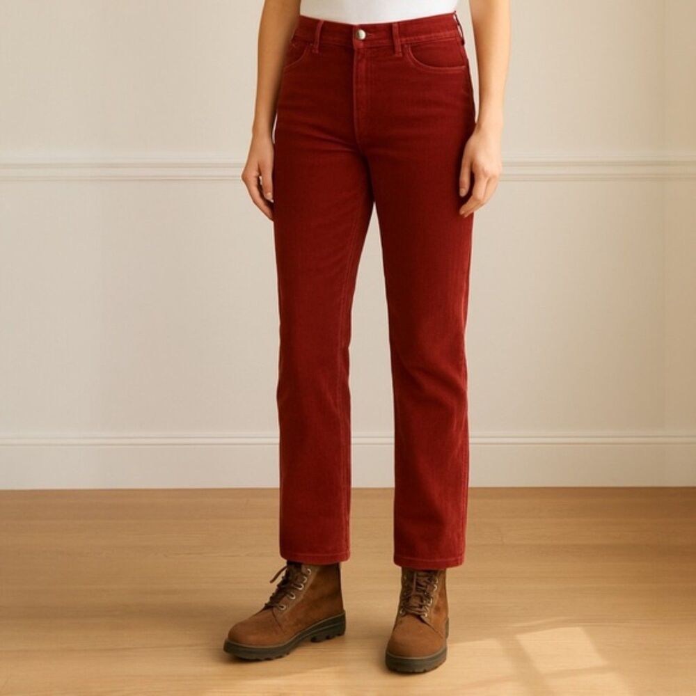 NWT Woolrich Holly Hills Stretch Corduroy Pants Brick Red Straight Leg Size 14